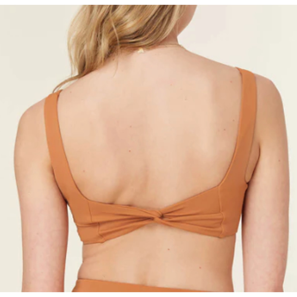 NWT Andie Women's The Barbados Flat Eco-Nylon Bikini Swim Top Chestnut Size S